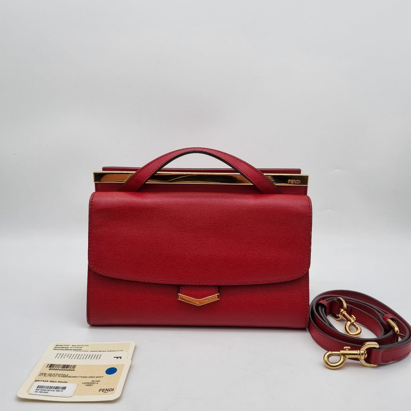 Fendi Demi Jour Top Handle Piccola Red 2015 Size 23x12x16