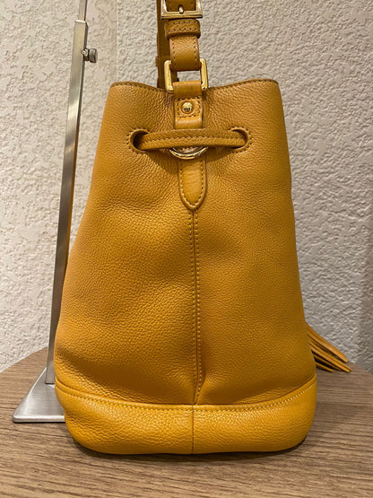 Prada Bucket Bag Leather Mustard Size 26x18x28