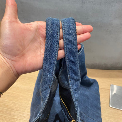 Prada Canapa Shopping Tote Blue Denim 2014 Size 40x25x25