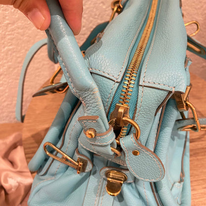 Chloe Paraty Leather Blue Sky Size 37x15x22
