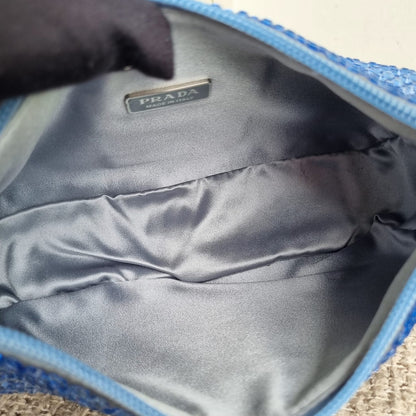 Prada Re Edition Crystal Embellished Satin Blue Size 22x6x16