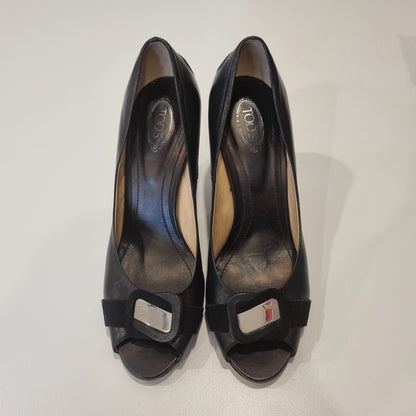 Tod's Leather Heels Black Size 39/25,5