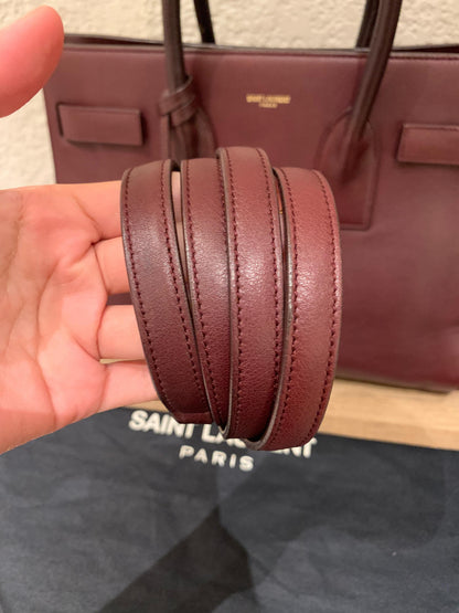 Yves Saint Laurent Sac De Jour Small Calfskin Burgundy GHW Size 32x16x23