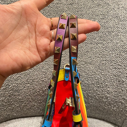 Valentino Garavani Rockstud Small Tote Rainbow Bag Size 19x9x17