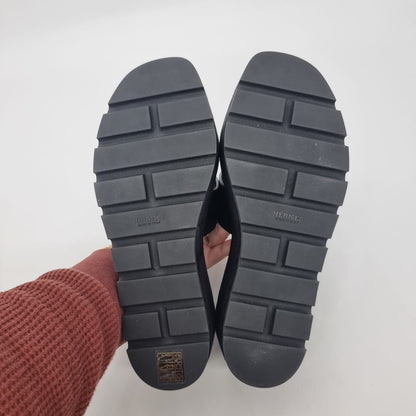 Hermes Eze Wedges Sandal Black Size 38/24.5