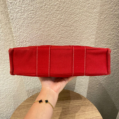 Hermes Herline Tote Canvas Red Size 30x8x22