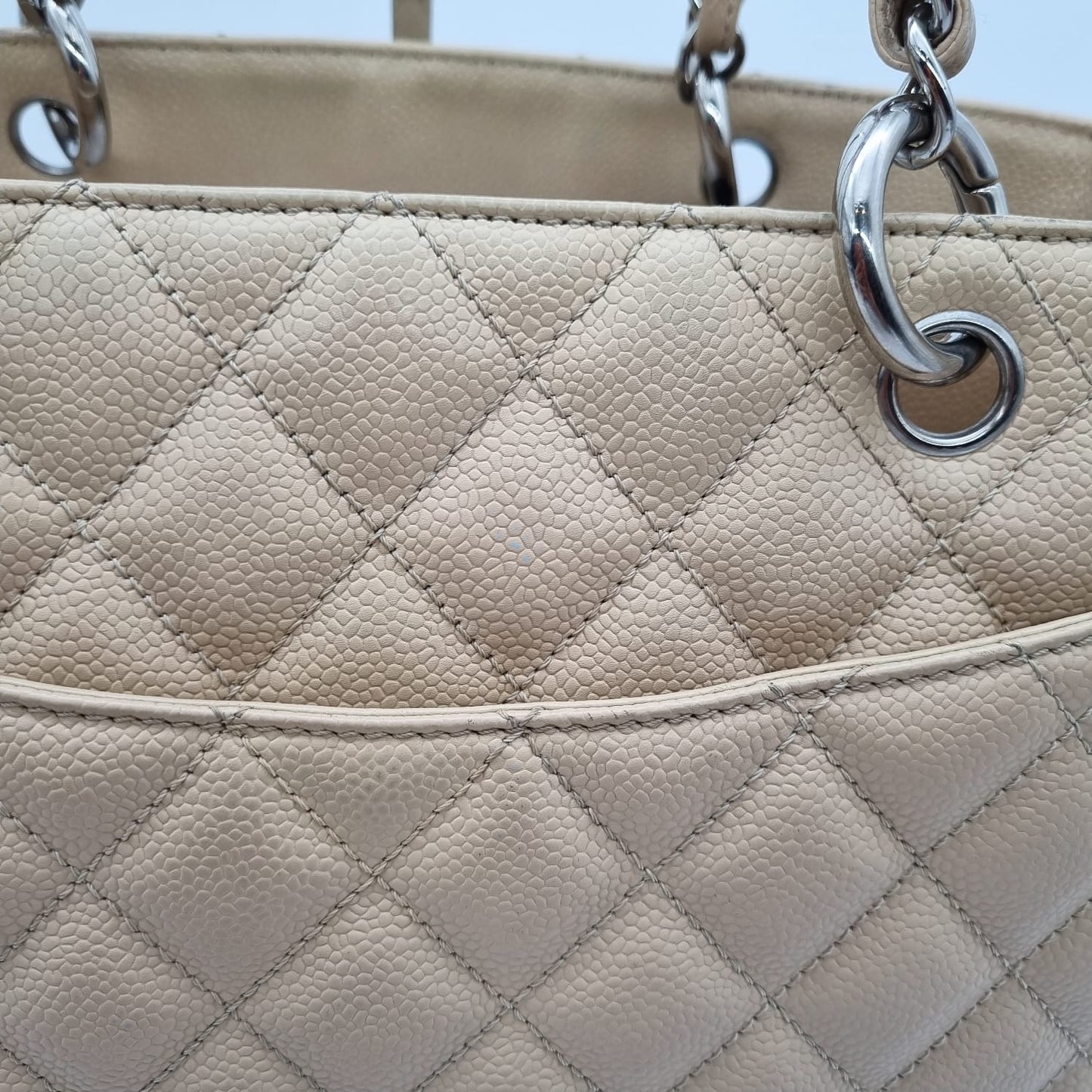 Chanel GST Beige Caviar GHW #12 Size 32x13x24