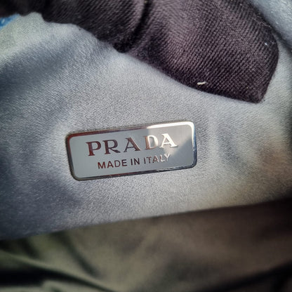 Prada Re Edition Crystal Embellished Satin Blue Size 22x6x16
