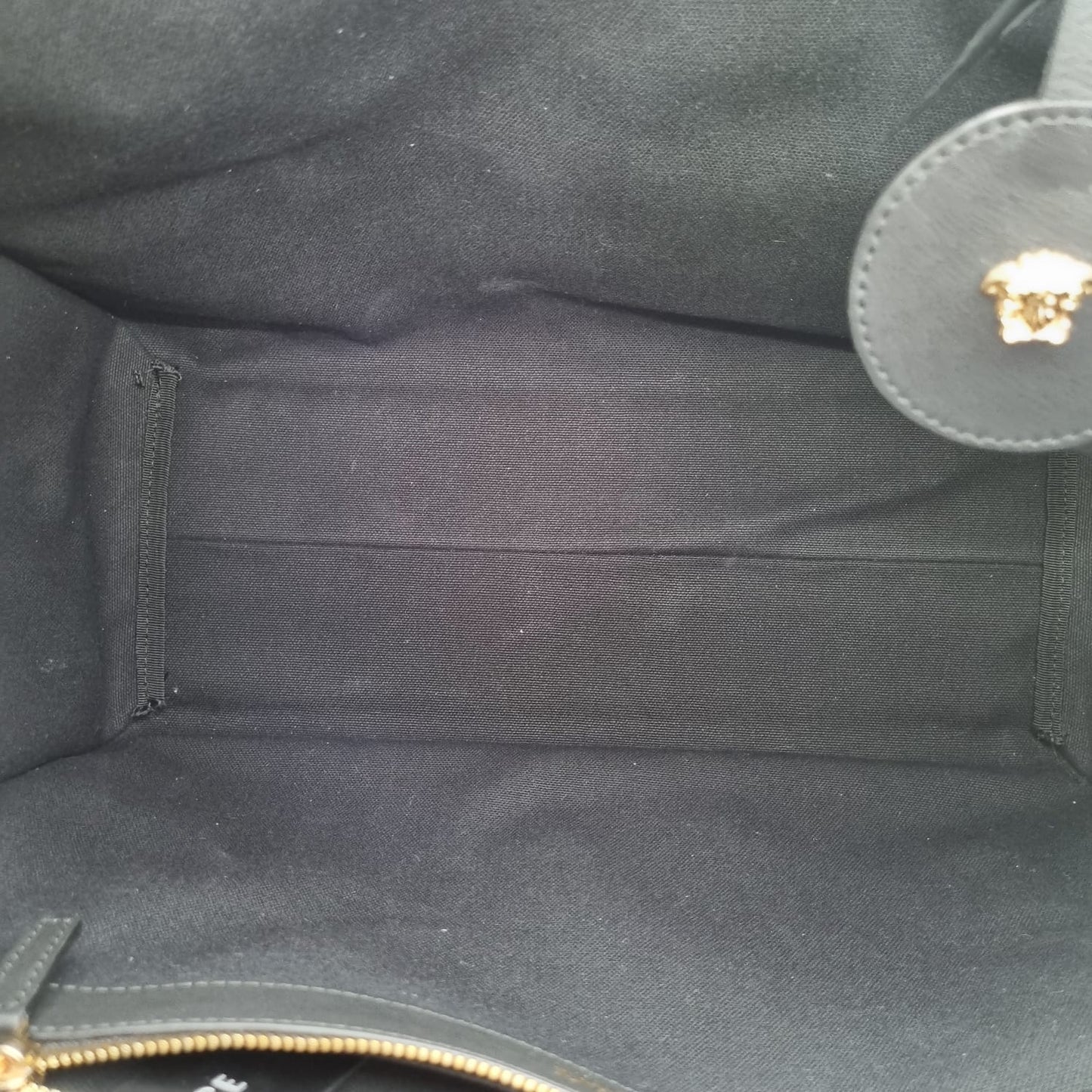 Versace Large Tote Bag With Logo Fabric Stud Black Size 39x16x28