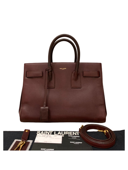 Yves Saint Laurent Sac De Jour Small Calfskin Burgundy GHW Size 32x16x23