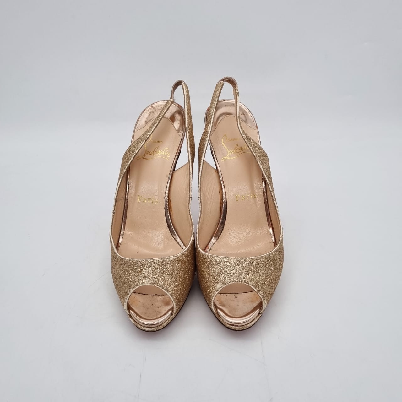 Christian Louboutin Yolanda Sling Glitter Nude Size 37/23