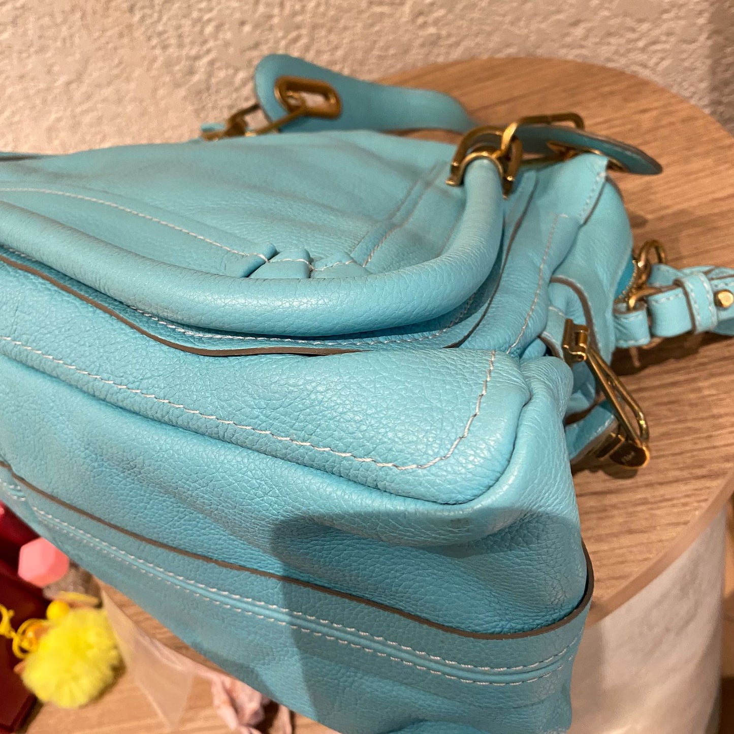 Chloe Paraty Leather Blue Sky Size 37x15x22