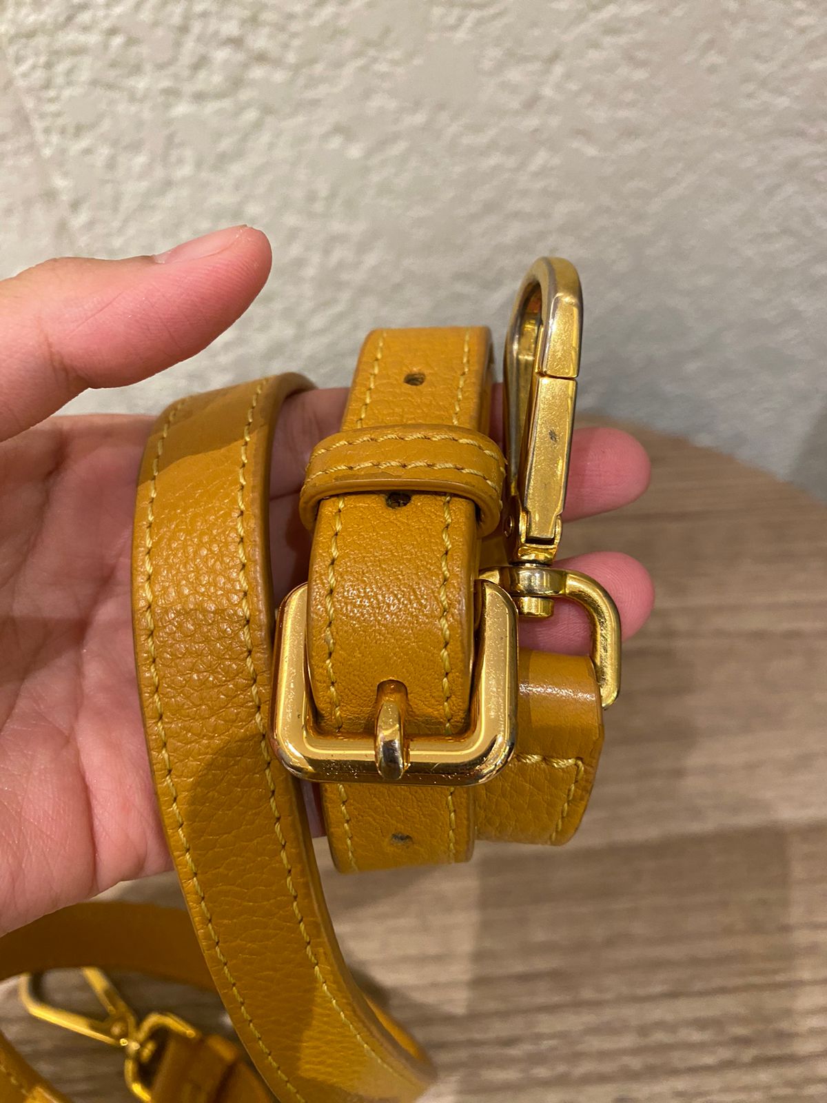 Prada Bucket Bag Leather Mustard Size 26x18x28
