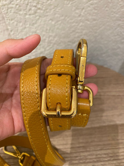 Prada Bucket Bag Leather Mustard Size 26x18x28