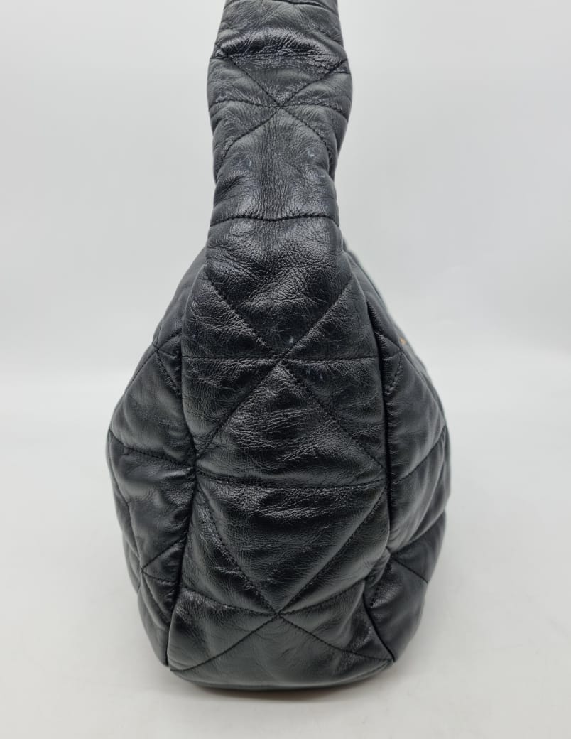 Prada Hobo Bag Leather Black GHW Size 40x13x30