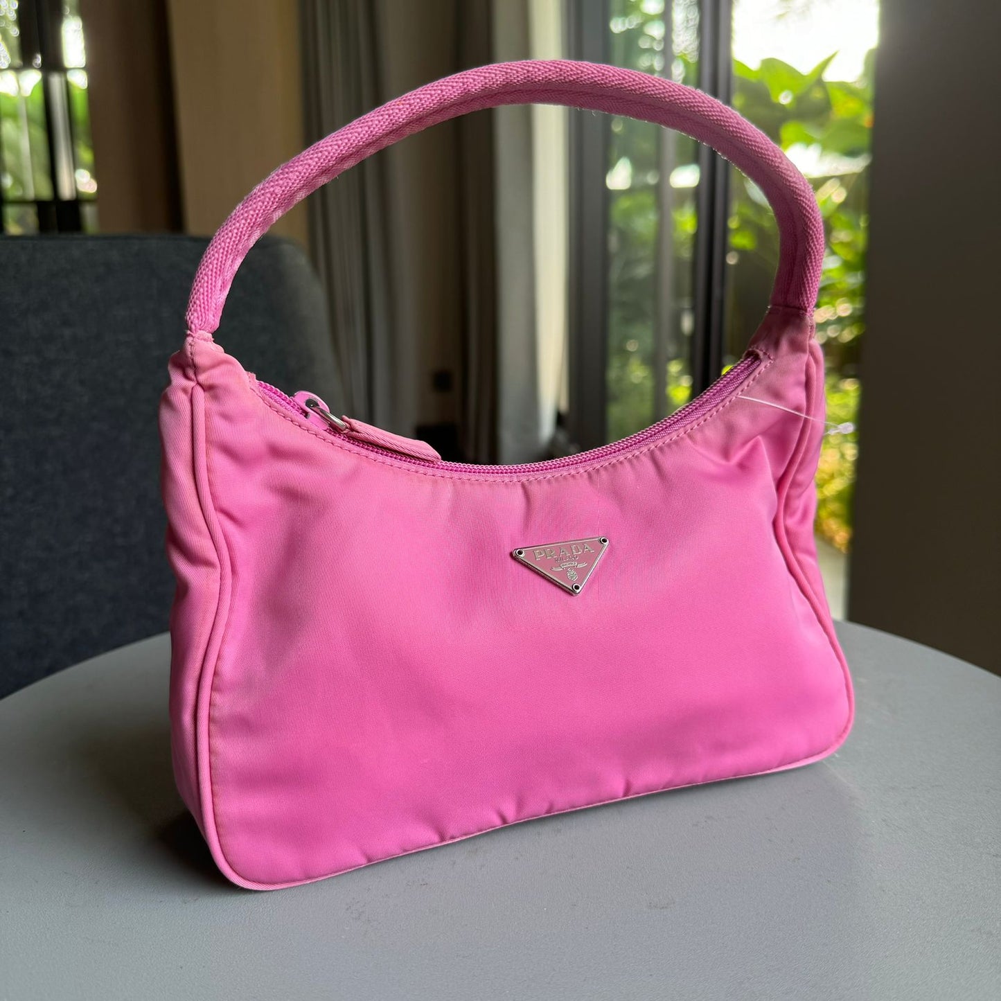 Prada Re Edition Handbag Nylon Pink Size 23x7x14