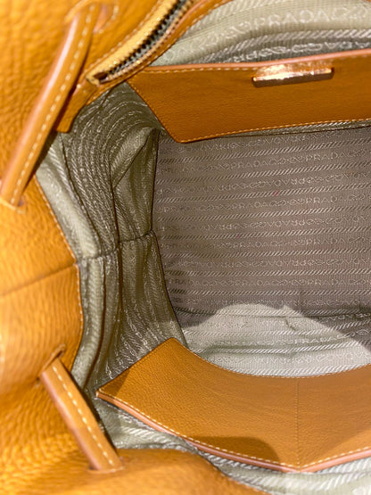 Prada Bucket Bag Leather Mustard Size 26x18x28