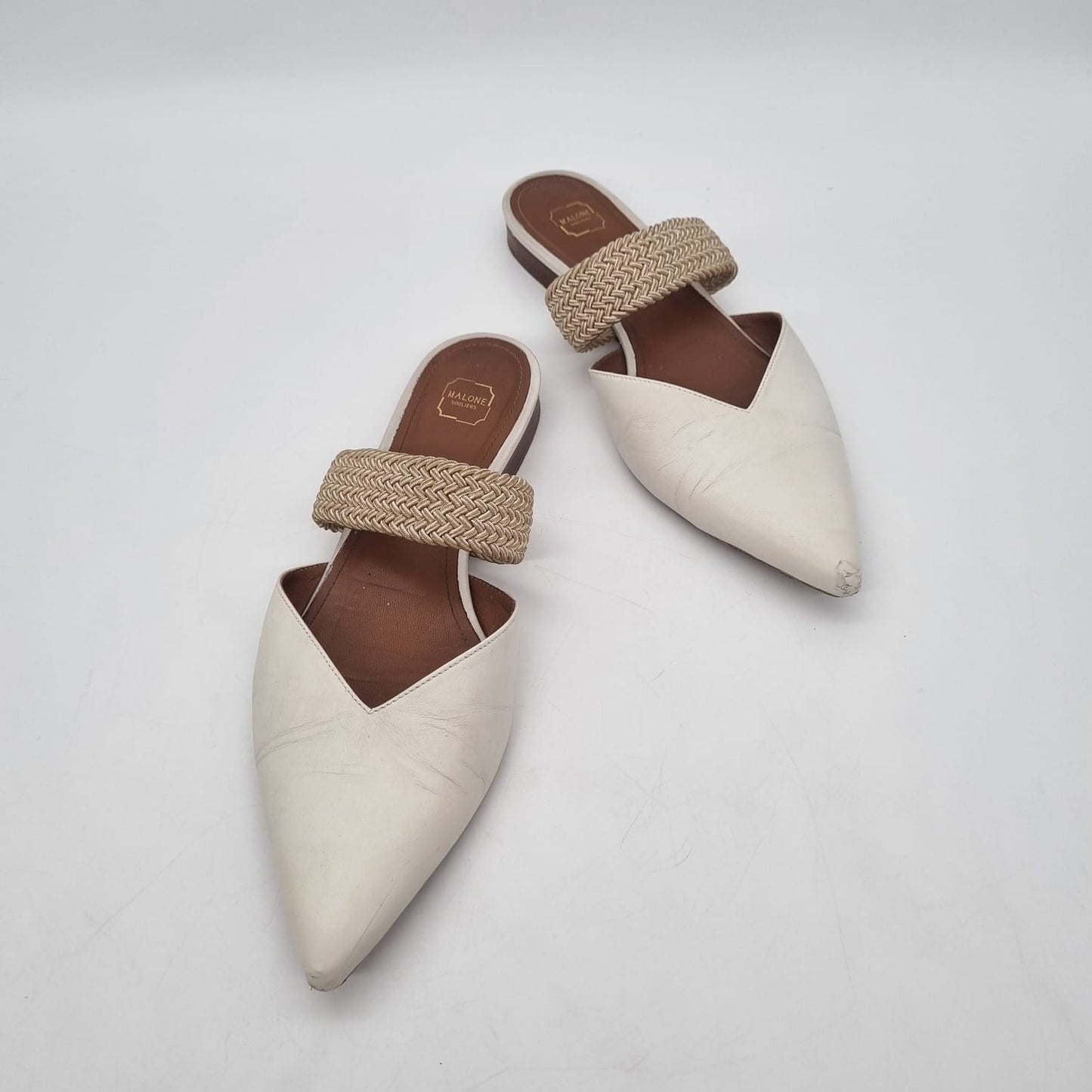 Malone Maisie Mules Flat Cream Size 39/26 (dari ujung)