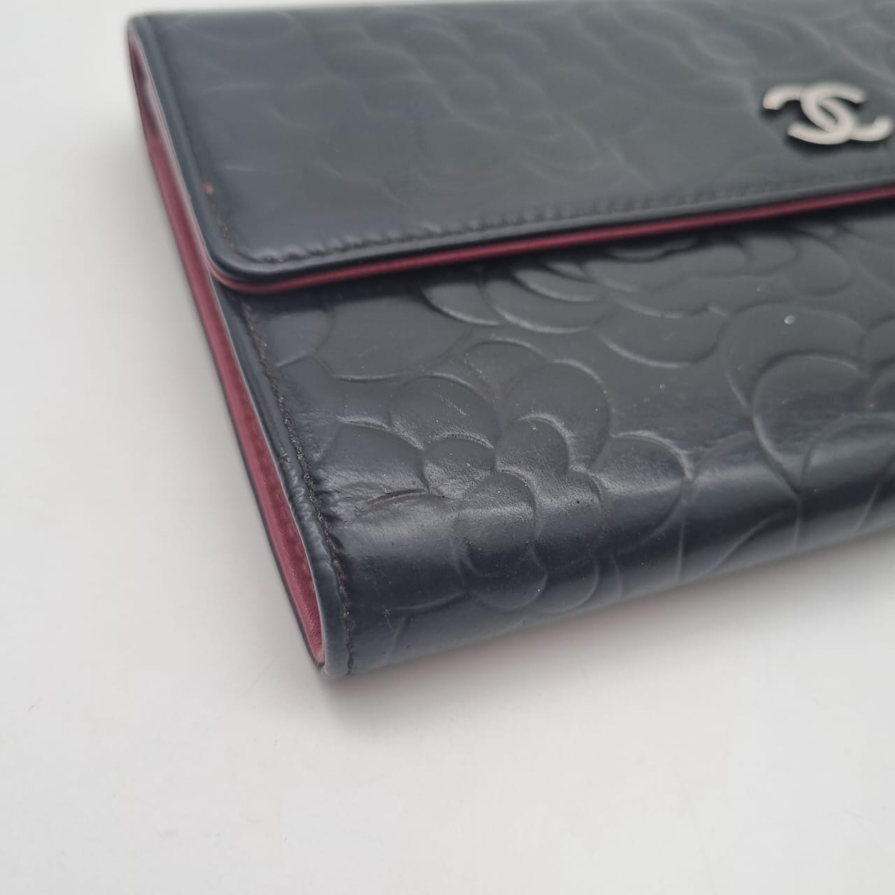 Chanel Camellia Long Wallet Black #14 Size 20x12