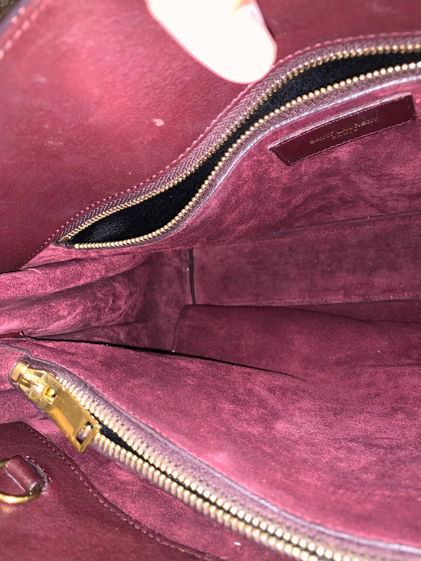 Yves Saint Laurent Sac De Jour Small Calfskin Burgundy GHW Size 32x16x23