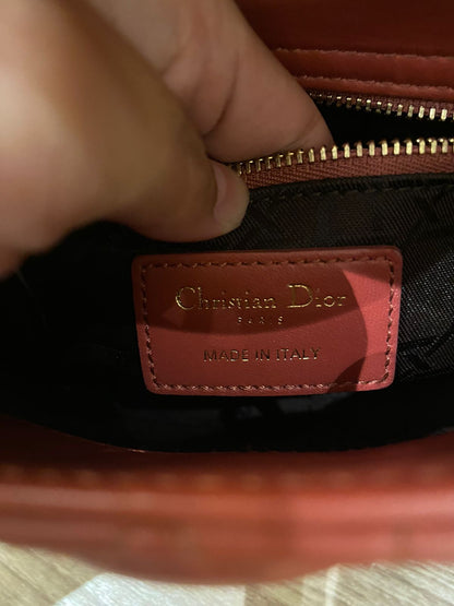 Dior Lady Dior Mini Lambskin Coral SHW 2019 Size 17x8x14