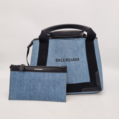 Balenciaga Cabas Navy Canvas Black #W 2019 Size 30x18x24