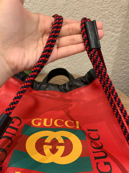 Gucci Backpack Leather Red Multicolor Size 30x35