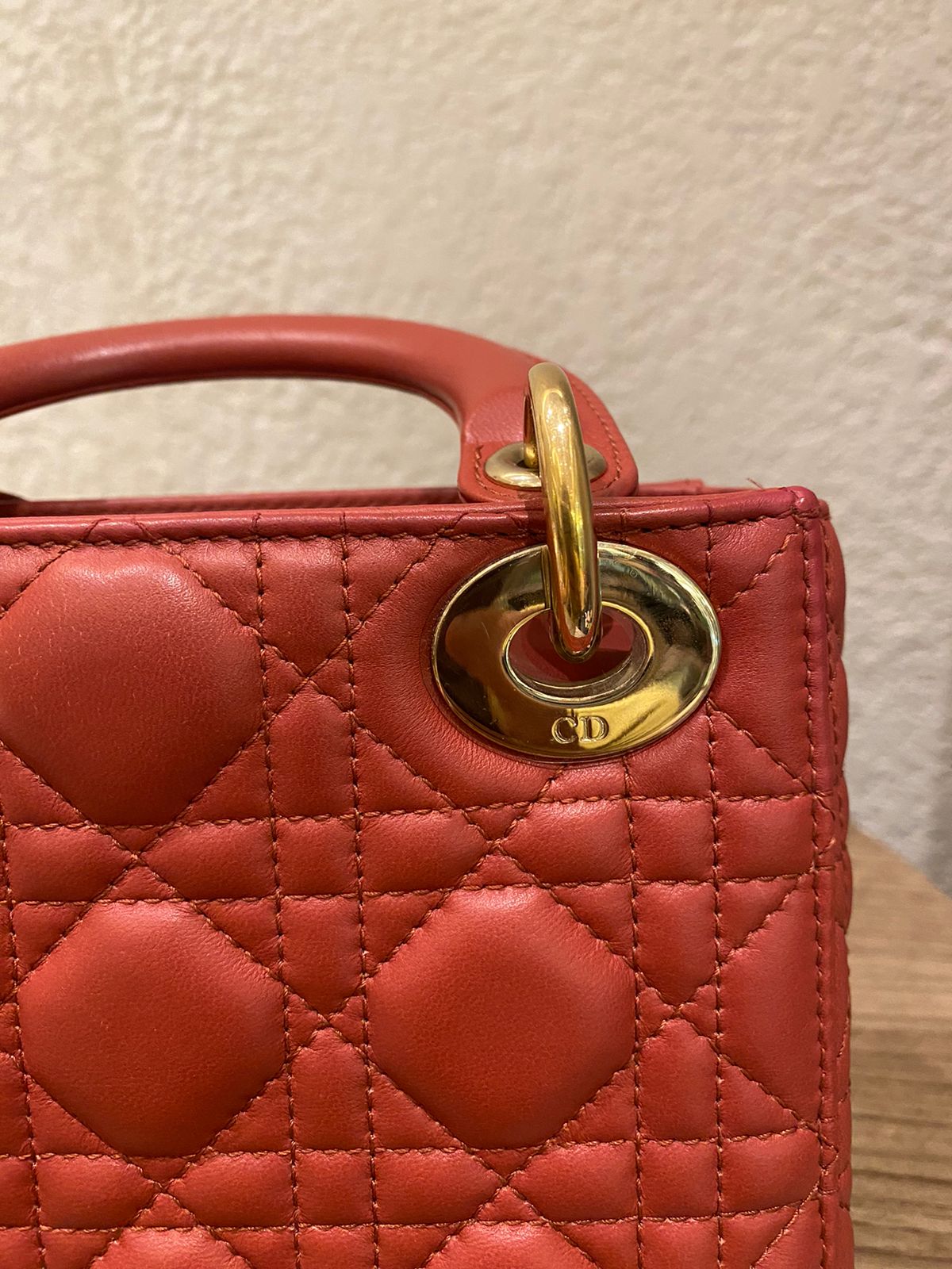Dior Lady Dior Mini Lambskin Coral SHW 2019 Size 17x8x14