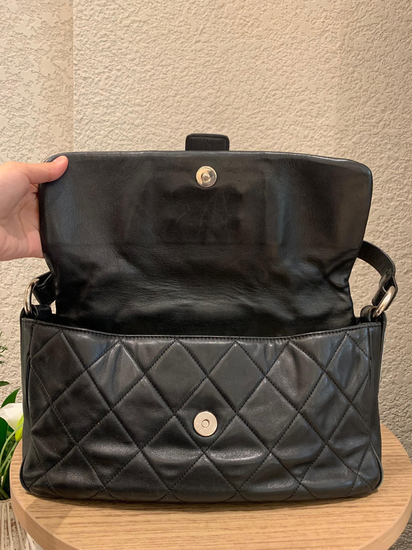 Chanel Quilted Door Latch Flap Shoulder Bag Black #12 Size 30x6x16
