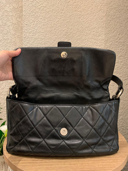 Chanel Quilted Door Latch Flap Shoulder Bag Black #12 Size 30x6x16