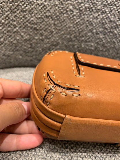 Bottega Veneta Brown Leather Stitched Pocket Knot Clutch Size 15x5x9