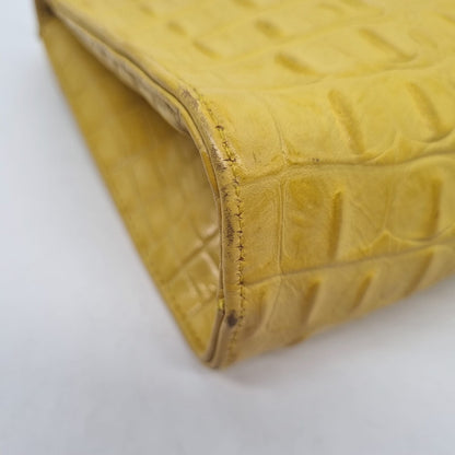 JJ Winters Clutch Croco Embossed Yellow Size 33x7x16