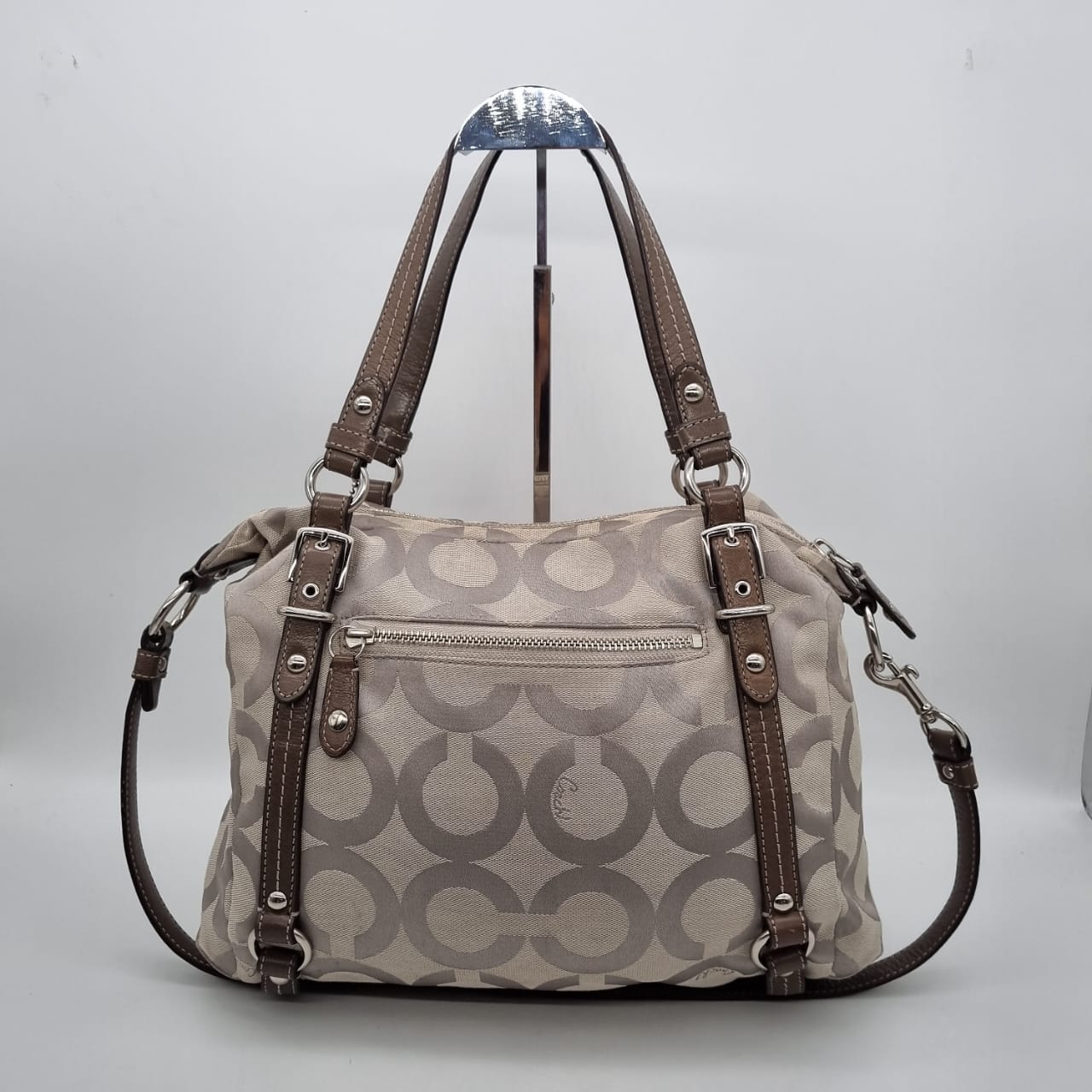 Coach Signature Canvas Shoulder Bag Grey Size 31x34