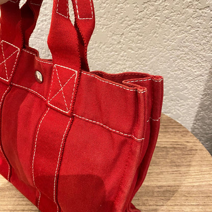 Hermes Herline Tote Canvas Red Size 30x8x22