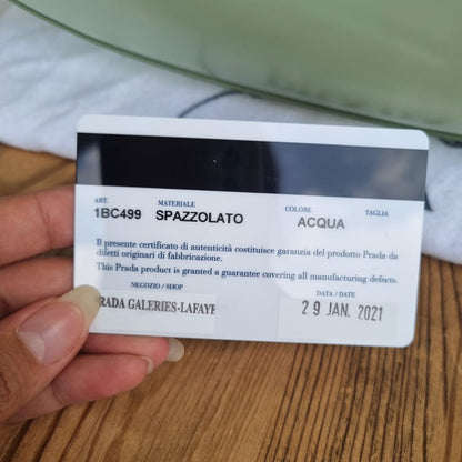 Prada Cleo Spazzolato Aqua Green 2021 Size 25x6x16