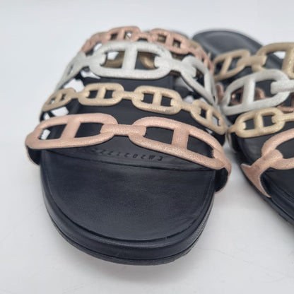 Hermes Sandal Thalassa Chevre Metallic Multicolor Size 37/24