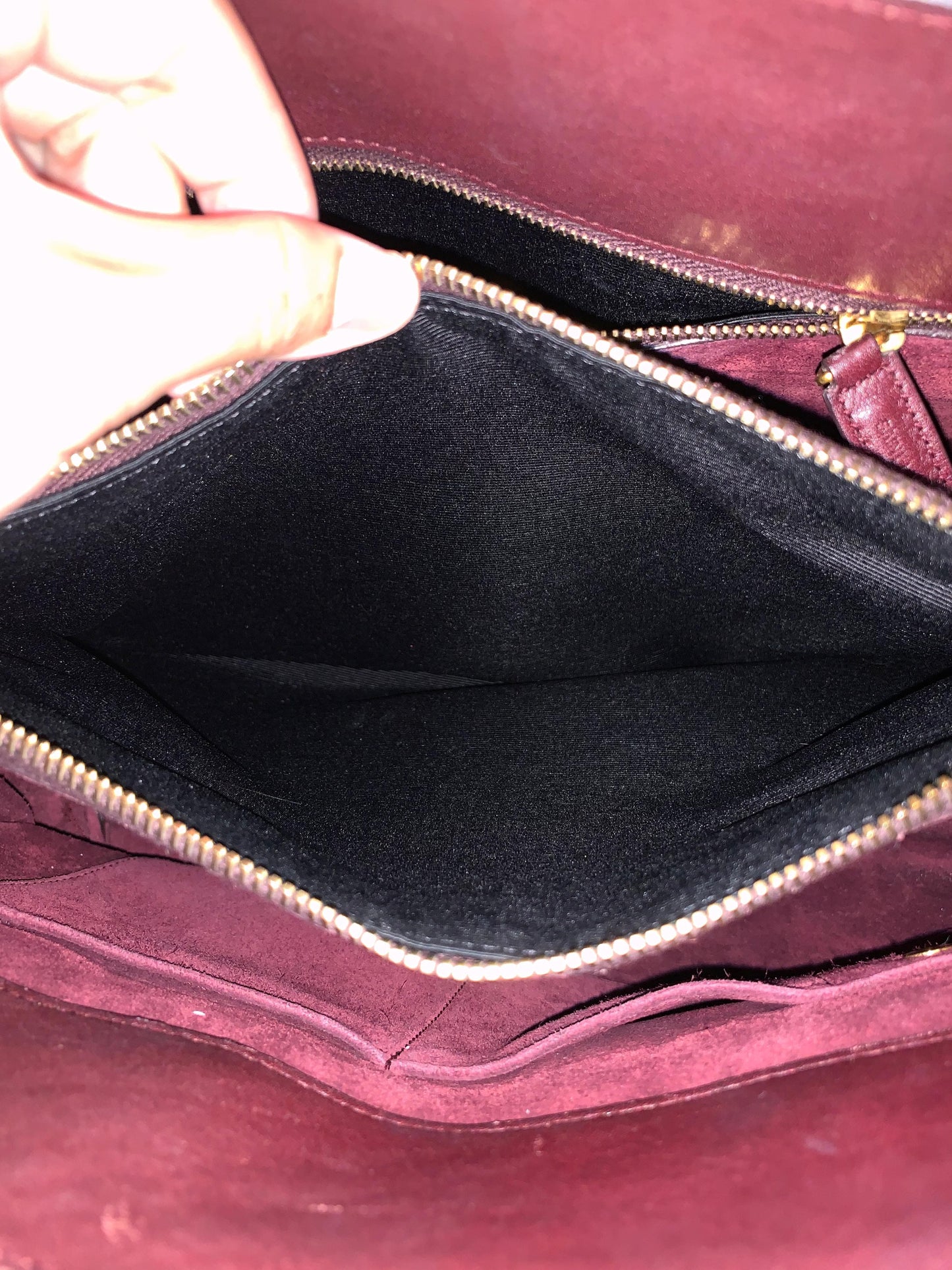 Yves Saint Laurent Sac De Jour Small Calfskin Burgundy GHW Size 32x16x23