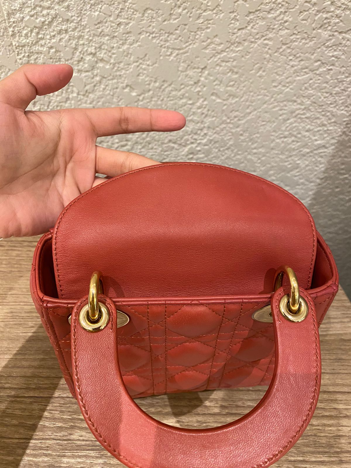 Dior Lady Dior Mini Lambskin Coral SHW 2019 Size 17x8x14