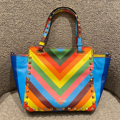 Valentino Garavani Rockstud Small Tote Rainbow Bag Size 19x9x17