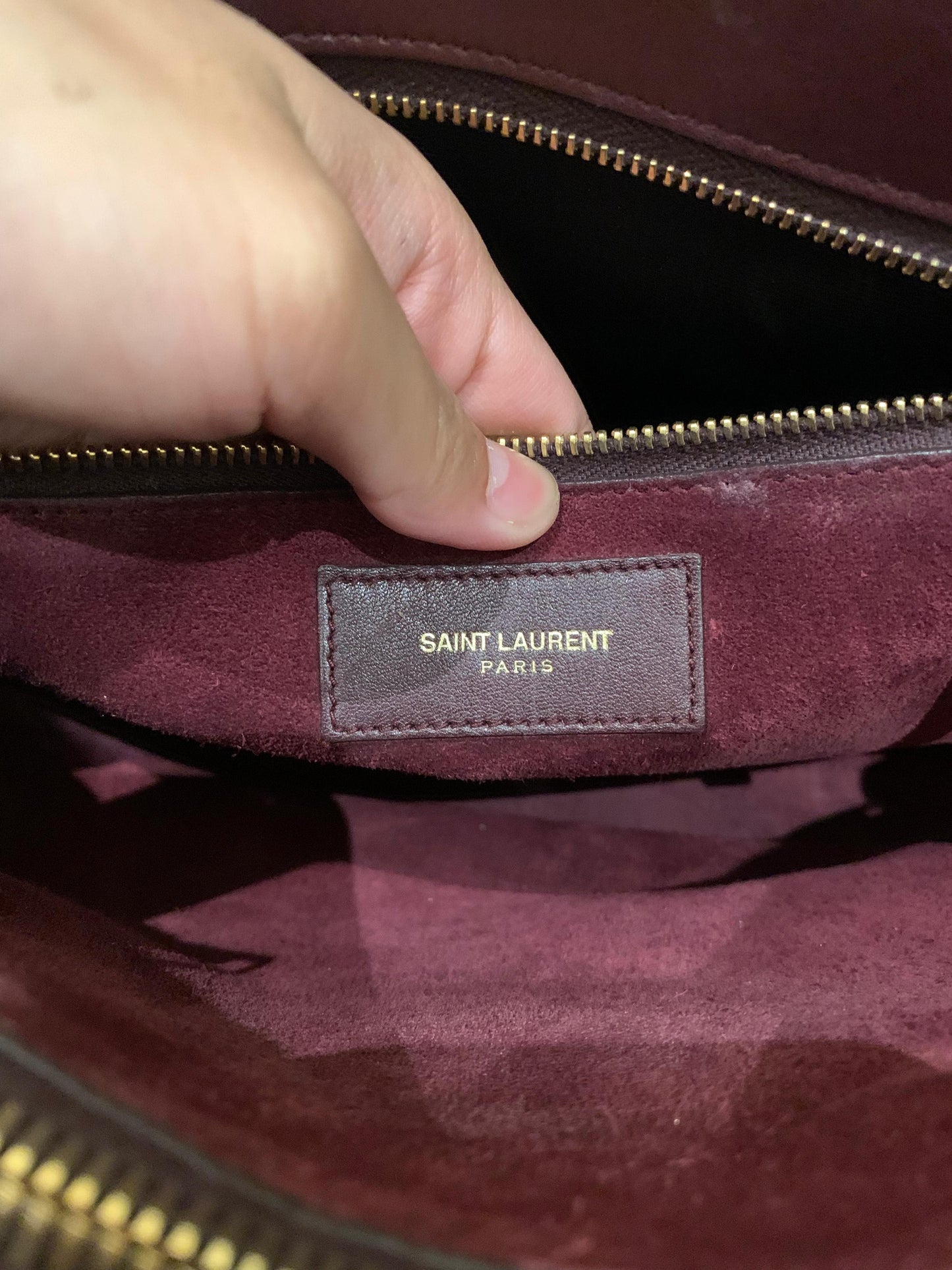 Yves Saint Laurent Sac De Jour Small Calfskin Burgundy GHW Size 32x16x23
