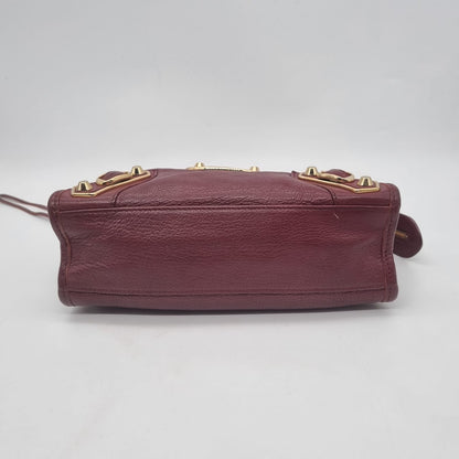 Balenciaga Mini City Metallic Edge GHW Burgundy #B 2017 Size 24x7x15