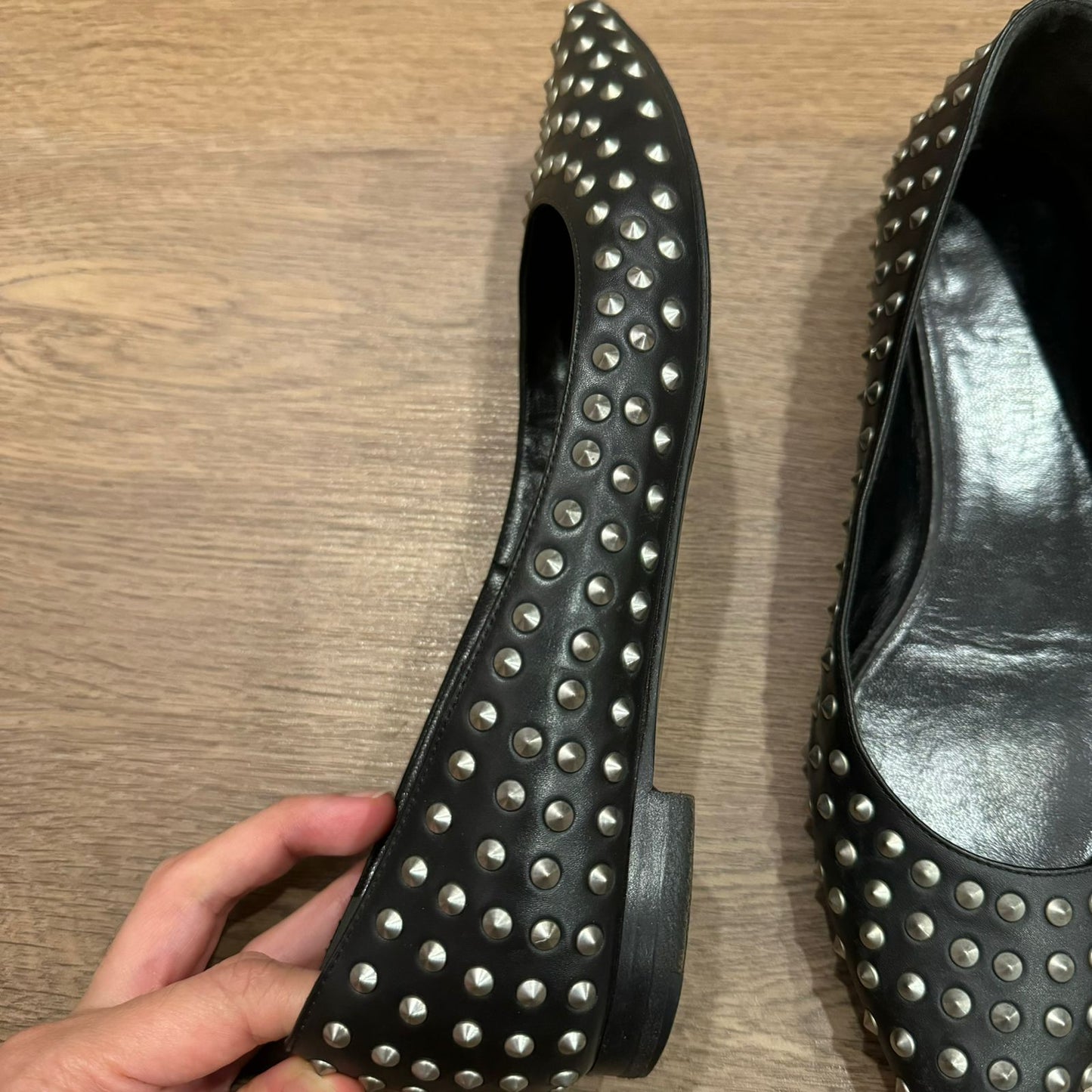 Yves Saint Laurent Flatshoes Stud Black Size 37/25