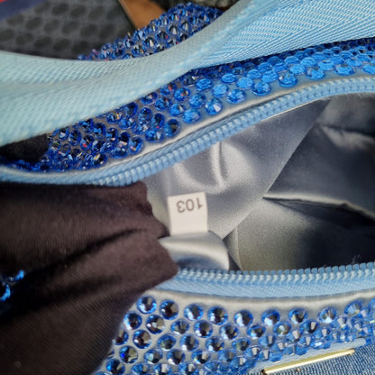 Prada Re Edition Crystal Embellished Satin Blue Size 22x6x16