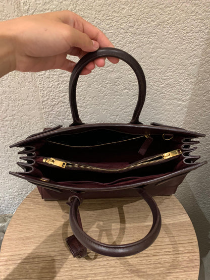 Yves Saint Laurent Sac De Jour Small Calfskin Burgundy GHW Size 32x16x23
