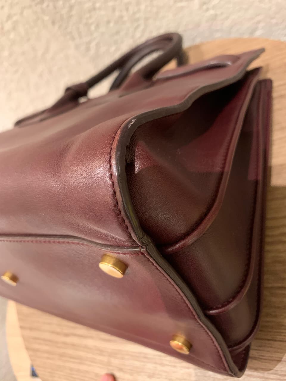 Yves Saint Laurent Sac De Jour Small Calfskin Burgundy GHW Size 32x16x23