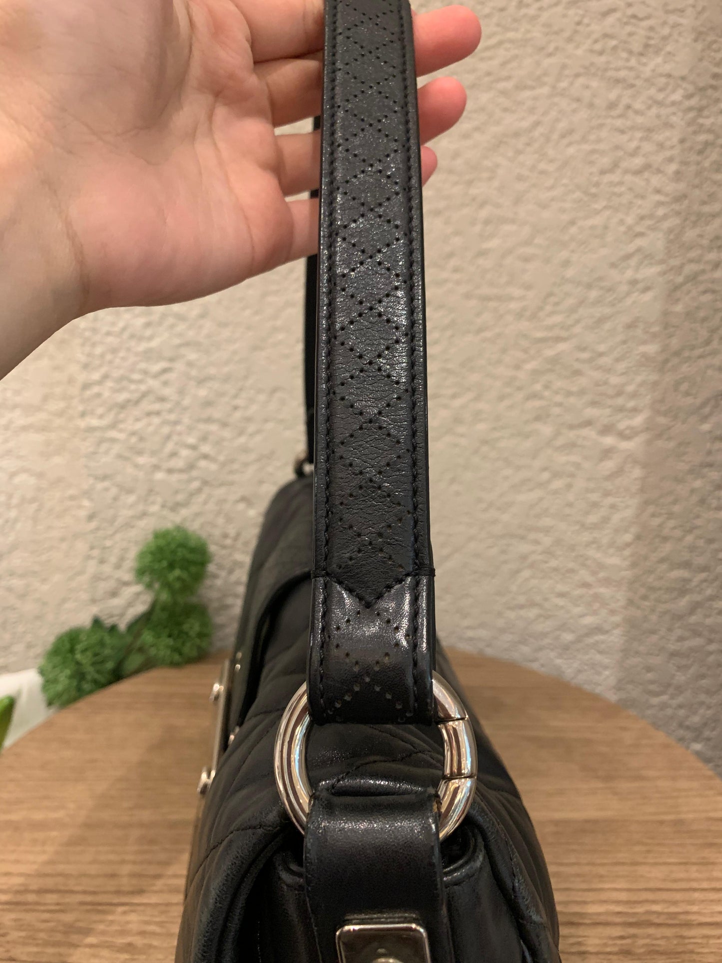 Chanel Quilted Door Latch Flap Shoulder Bag Black #12 Size 30x6x16