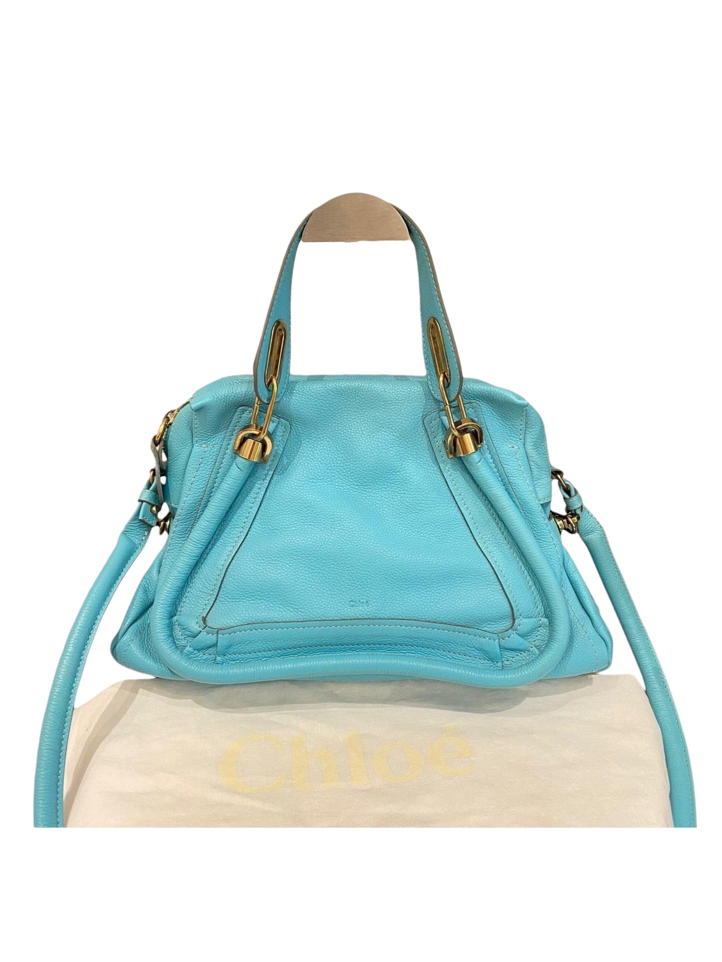 Chloe Paraty Leather Blue Sky Size 37x15x22