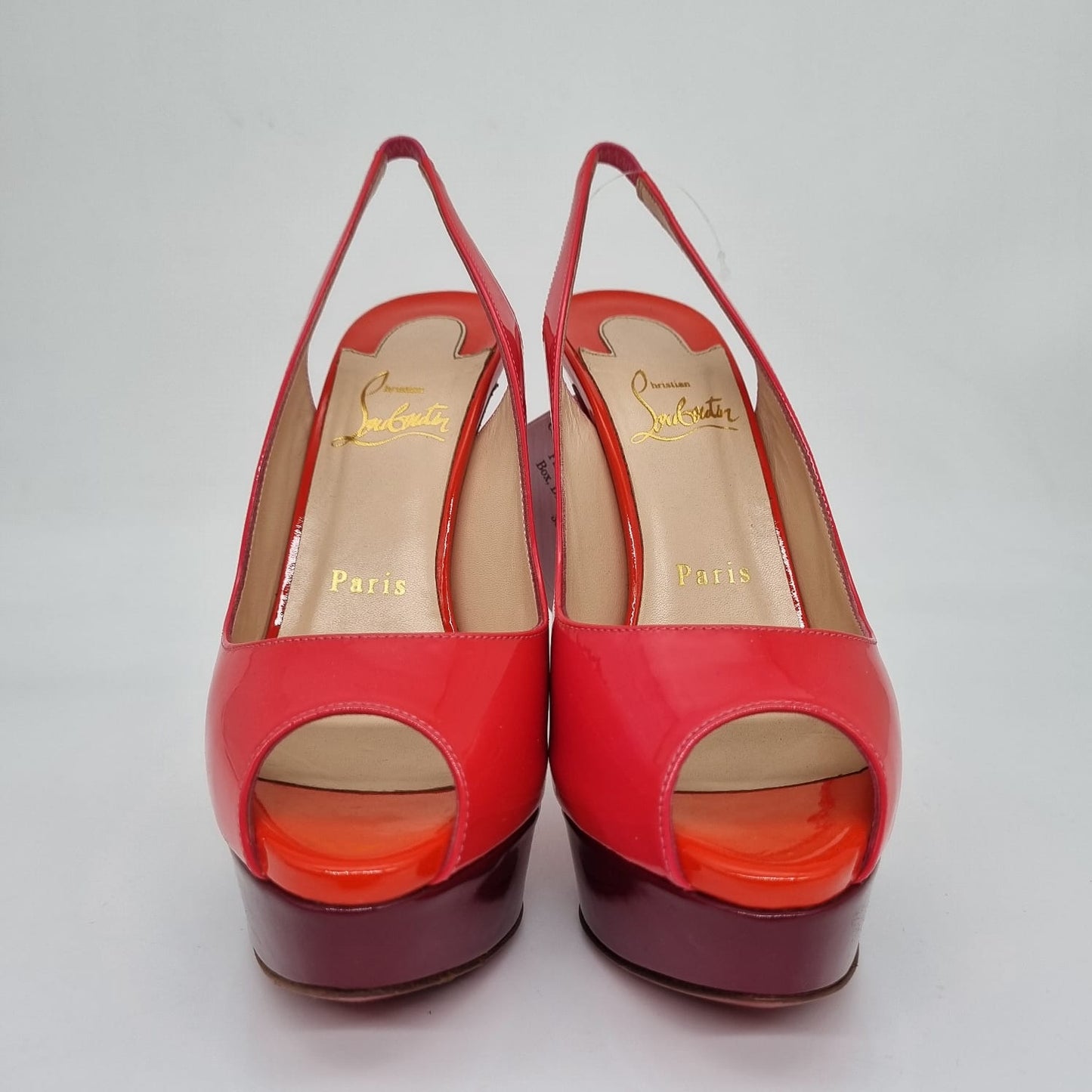 Christian Louboutin Lady Peep Sling Patent Calf Pink Size 37/24