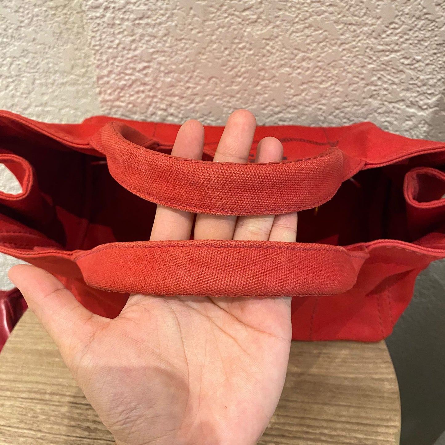 Prada Canapa Shopping Tote Canvas Red Size Size 35x23x22