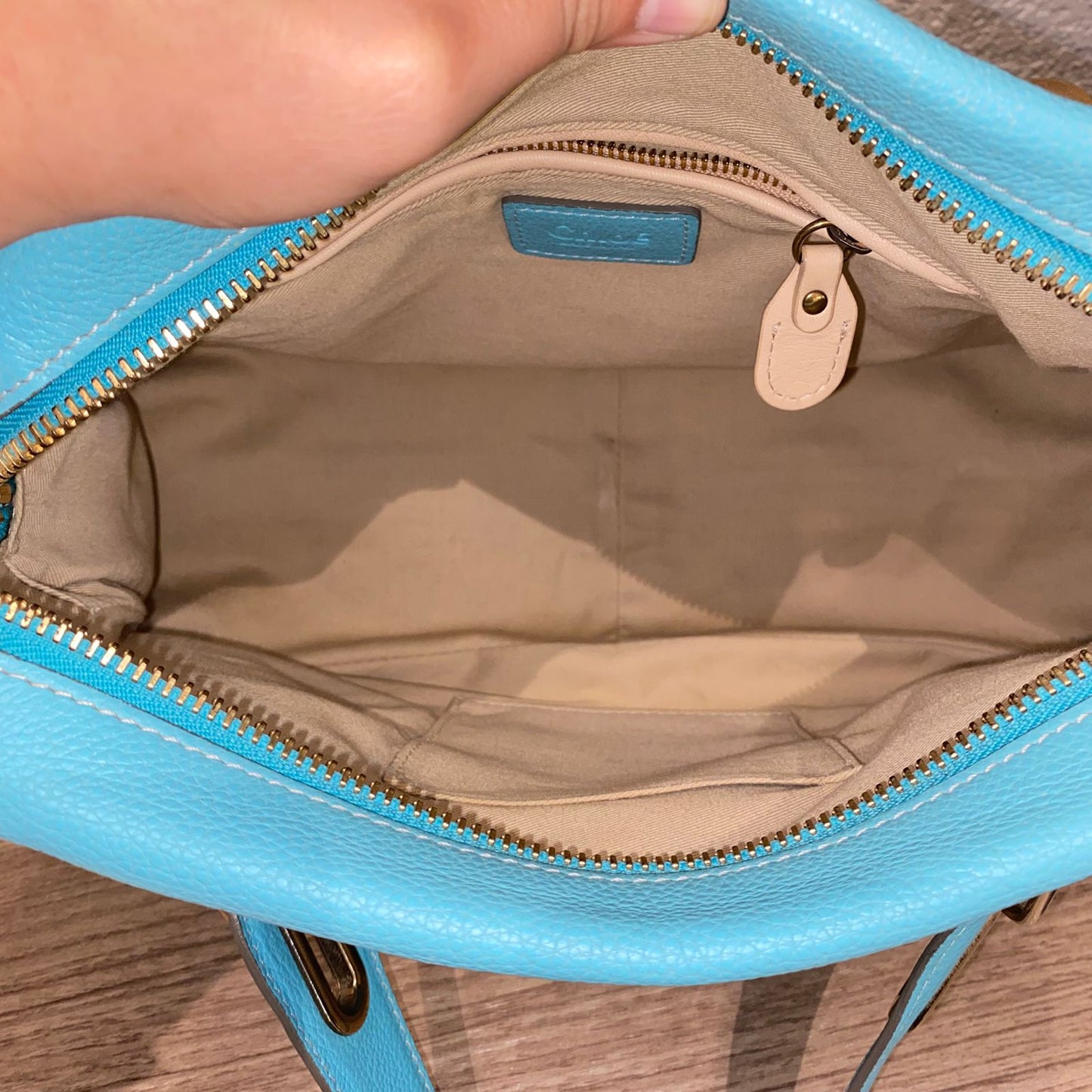 Chloe Paraty Leather Blue Sky Size 37x15x22
